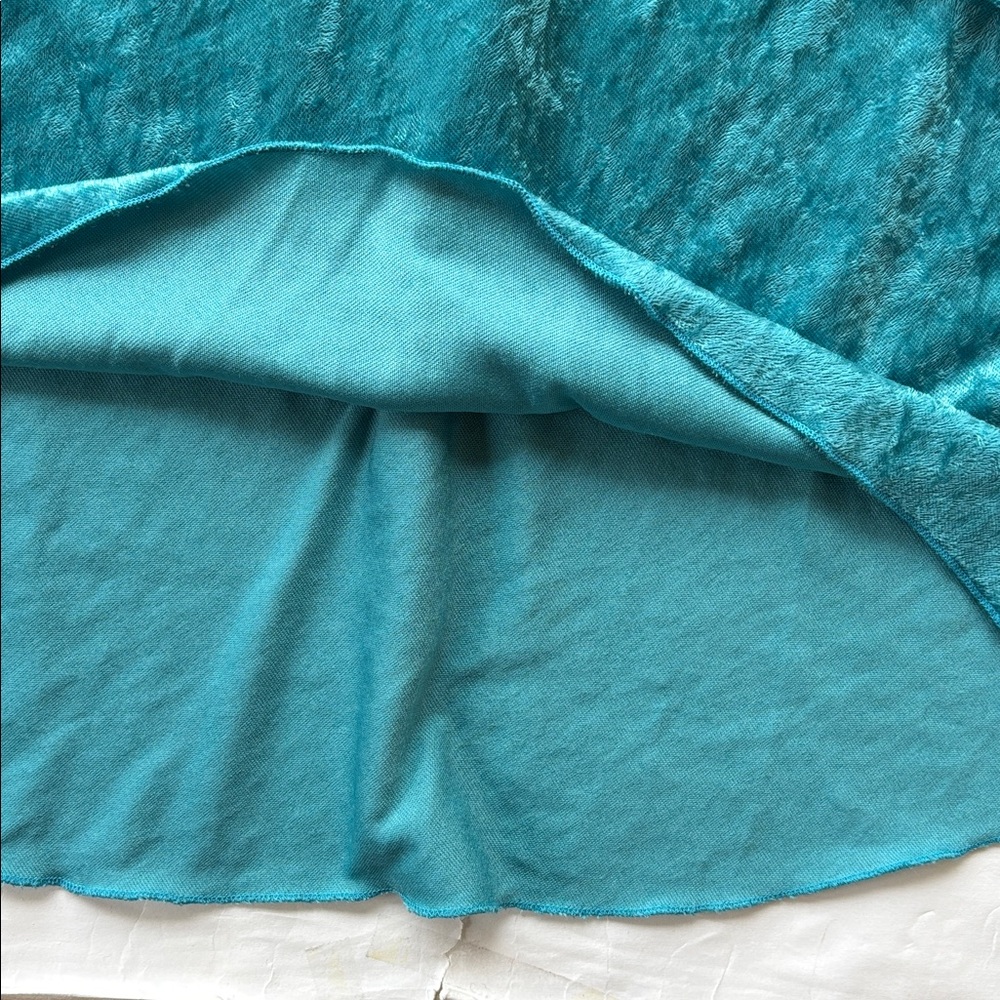Vintage Y2K New Teal Velvet XL Fairy Peasant Blouse Top Beaded Embroidered - Picture 16 of 17